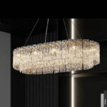 New all-copper post-modern light luxury glass chandelier atmospheric living room American modern simple dining room lamp bedroom