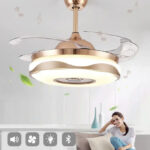 Modern Restaurant Silent Fan Pendant Lamp Nordic Simple Intelligent Led Remote Control Bluetooth Speaker Lighting Fan