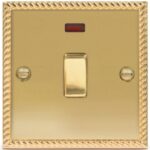 BG BRASS GEORGIAN DOUBLE POLE SWITCH WITH NEON 20 AMP