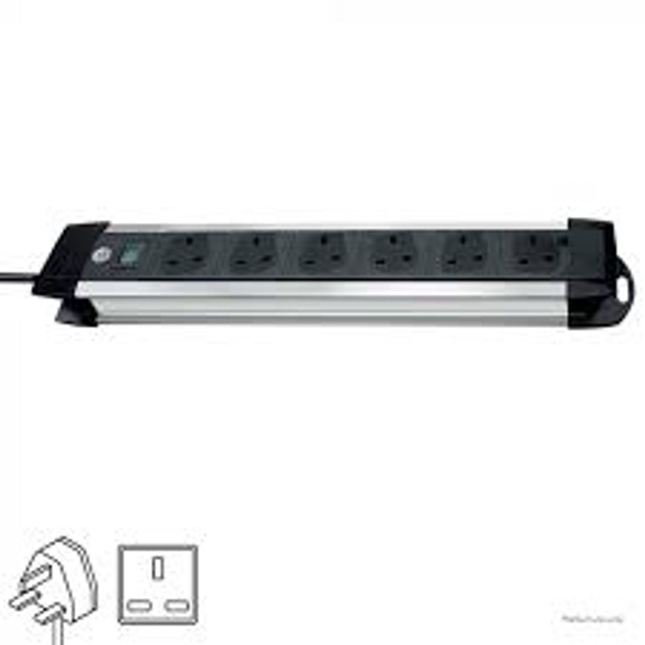 Brennenstuhl Premium-Alu-Line Extension Socket, British Standard, 3 m, 6 Sockets - Image 1