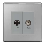 BG FBS66 Flatplate Screwless Diplex TV/FM Socket ? Brushed Steel