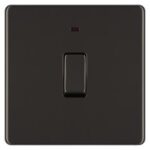 BG FBN31 20A Double Pole Switch with Power Indicator ? Screwless Flatplate ? Black Nickel