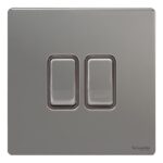 Ultimate Screwless flat plate ? rocker plate switch ? 2 gangs ? black nickel GU1422BBN