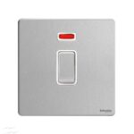 Screwless 20AX Double Pole Switch with Neon in Stainless Steel Flat Plate White Trim Schneider GU2411WSS