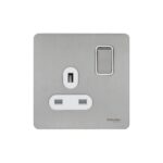 Ultimate Screwless flat plate ? switched socket ? 1 gang ? stainless steel GU3410WSS