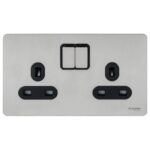 Ultimate Screwless flat plate ? switched socket ? 2 gangs ? stainless steel GU3420BSS