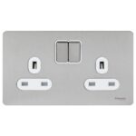 Ultimate Screwless flat plate ? switched socket ? 2 gangs ? stainless steel GU3420WSS