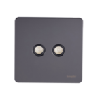 Ultimate Screwless flat plate ? TV/FM socket ? coaxial ? 2 gangs ? black nickel GU7420BBN