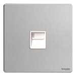 Ultimate Screwless flat plate ? data/telephone socket ? RJ11 ? stainless steel GU7451WSS