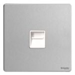 Ultimate ? screwless flat plage RJ45 data socket ? 1 gang ? stainl. steel/white GU7471WSS