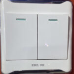 EBIL UK Silver White British Standard 2 gang Wall  Switch AC110-250V