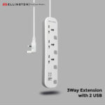 Surge-Protector Extension Socket 3 Way With 2 USB Ports Ellington