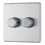 BG FBS82 Screwless Flat Plate Stainless Steel Double Intelligent LED 2 Way Dimmer Switch