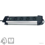 Brennenstuhl Premium-Alu-Line Extension Socket, British Standard, 1.8 m, 4 Sockets
