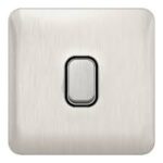 Lisse ? Plate Switch ? 1 gang 2 way ? 10AX Stainless Steel with Black Interior GGBL1012BSS