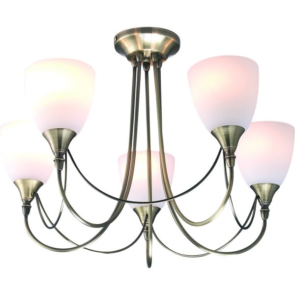 Nottingham 5 Light Fitting Antique Brass