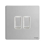 Ultimate Screwless flat plate ? 1-pole 2-way switch ? 2 gangs ? stainless steel GU1422WSS
