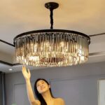 modern circular black crystal chandelier