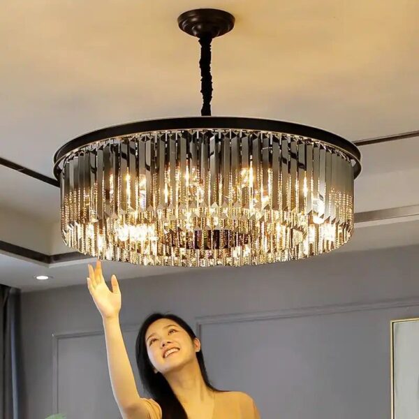 modern circular black crystal chandelier